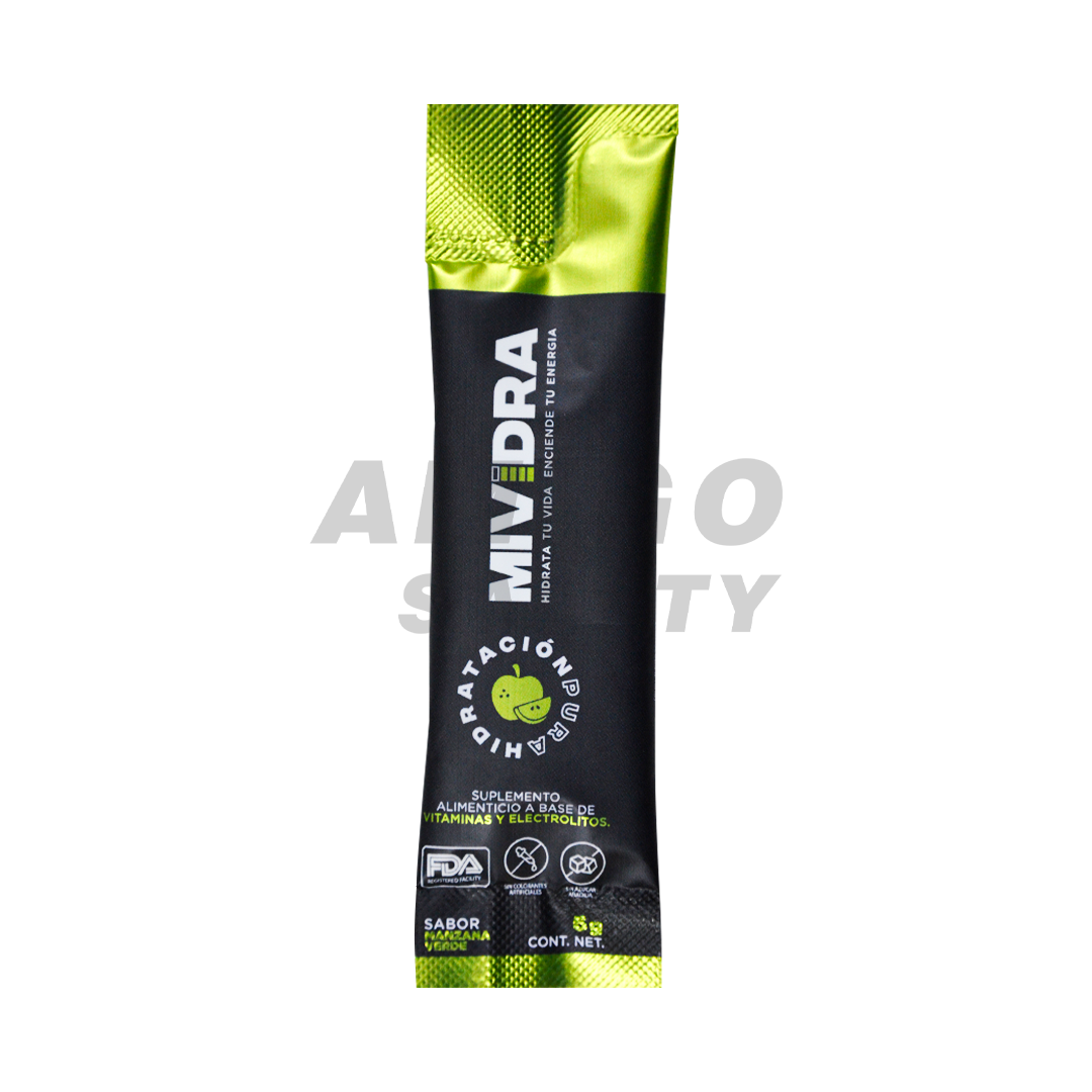 BEBIDA HIDRATANTE SIN AZÚCAR SOBRE PARA 600 ML MIVIDRA MANZANA VERDE 5 G